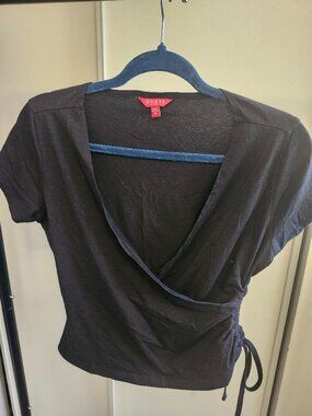 GUESS WRAP TOP DRAWSTRING BLACK  SIZE M